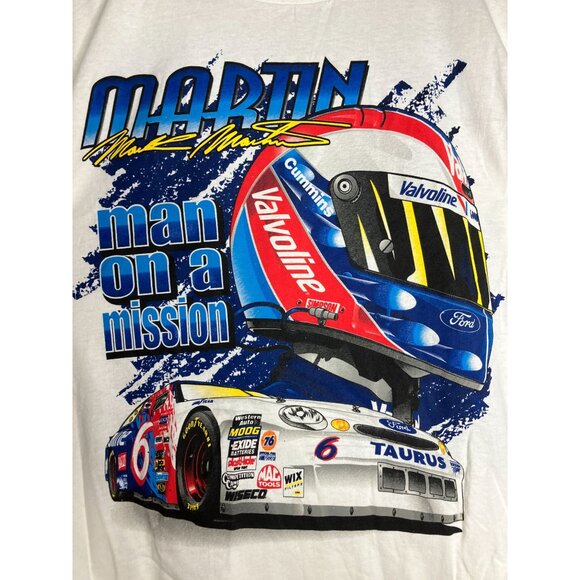 Vintage 90's Mark Martin Racing Graphic T-Shirt Men's Large Double Sided - Picture 2 of 8